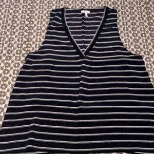 Joie 100% silk women’s black and white striped blouse sleeveless top